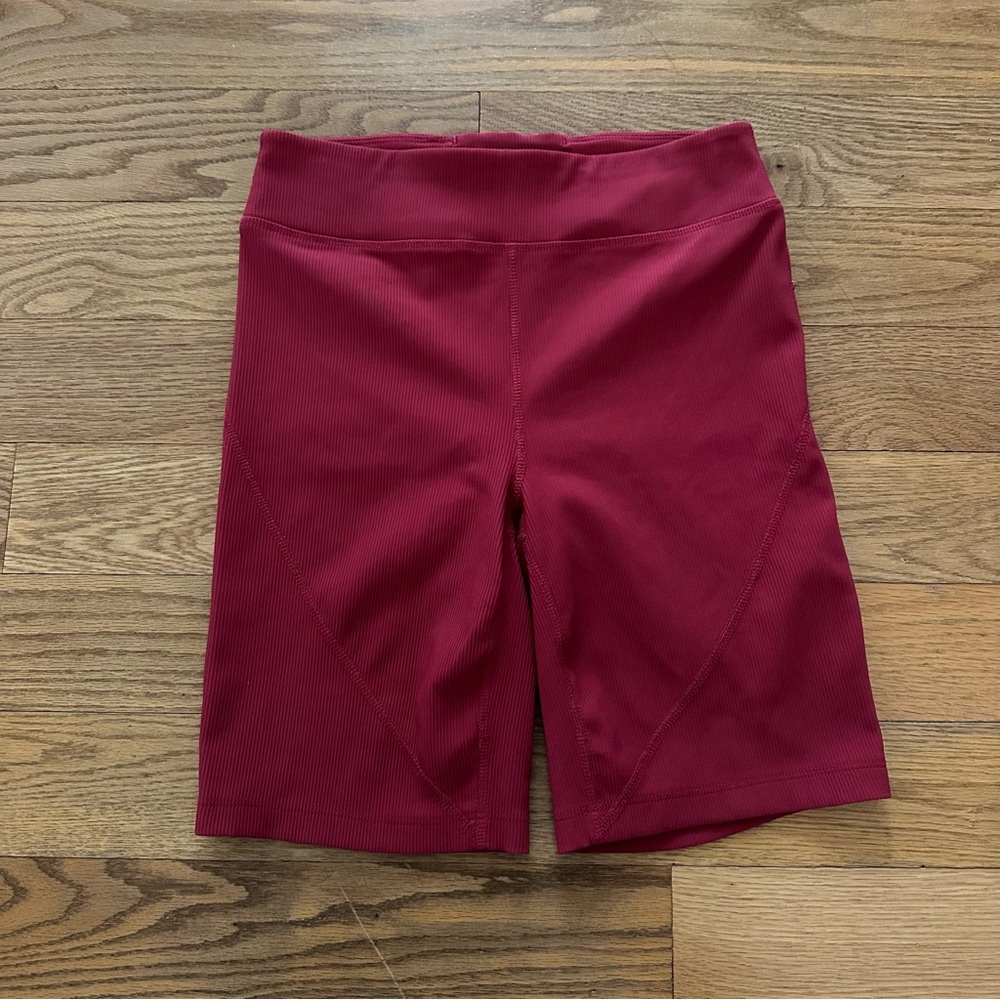 Free People Movement Women’s Red/Pink Ribbed Biker Shorts Small